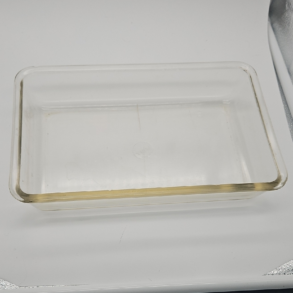 Clear Rectangular Glass Storage Dish - Transparent with Light Amber Tint